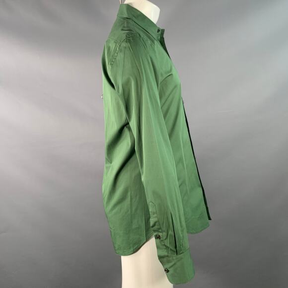 DSQUARED2 Size M Green Cotton Blend Spread Collar Long Sleeve Shirt - Picture 2 of 9